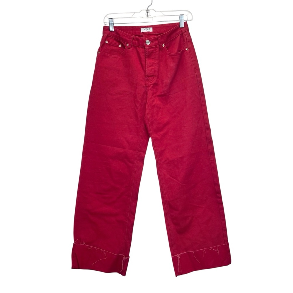 Parke Low Rise Wide Leg Baggy Jeans Womens Size 23 Red Buttonfly - Picture 5 of 12